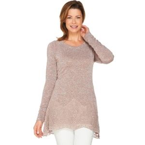 LOGO Space Dye Knit Top with Embroidered Hem